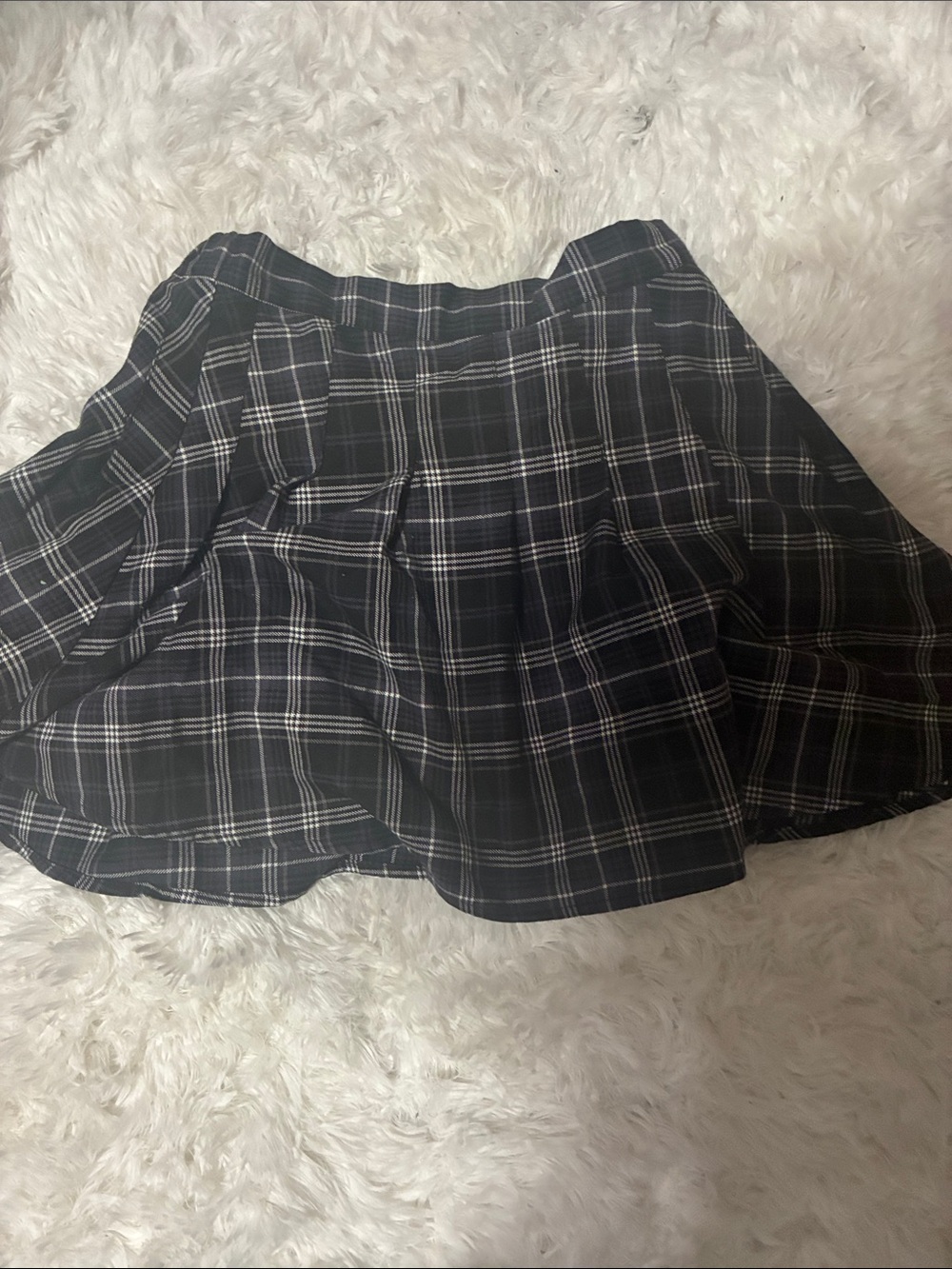 Garage Black Plaid Pleated Skirt ps
